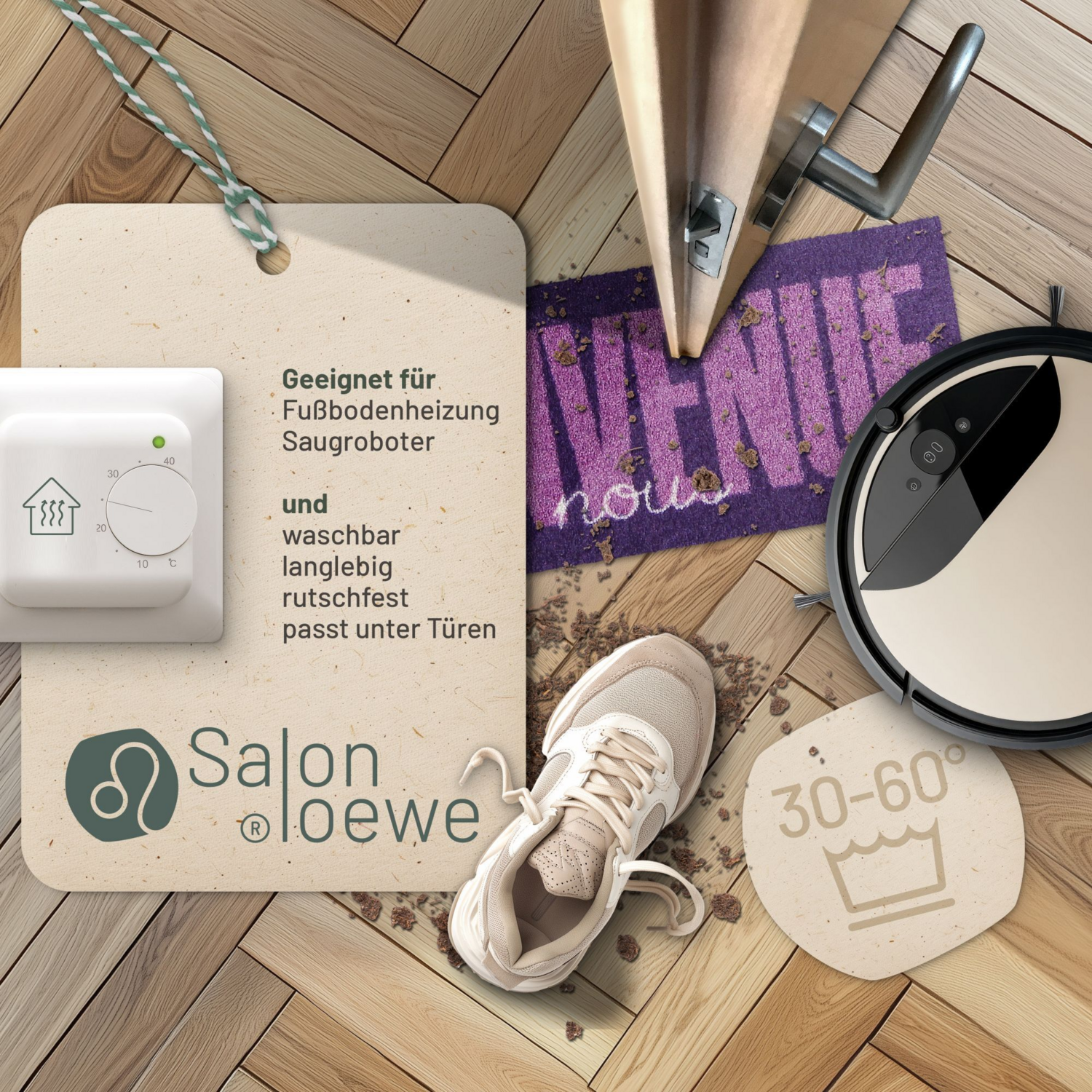 Salonloewe Bienvenue Type violet Eingangsmatte, Minimatte 30 x 75 cm – Bild 5