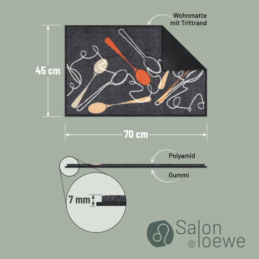 Salonloewe Spoon Dance grey-apricot Eingangsmatte 45 x 70 cm 3 Salonloewe Spoon Dance grey-apricot Eingangsmatte 45 x 70 cm – Bild 4