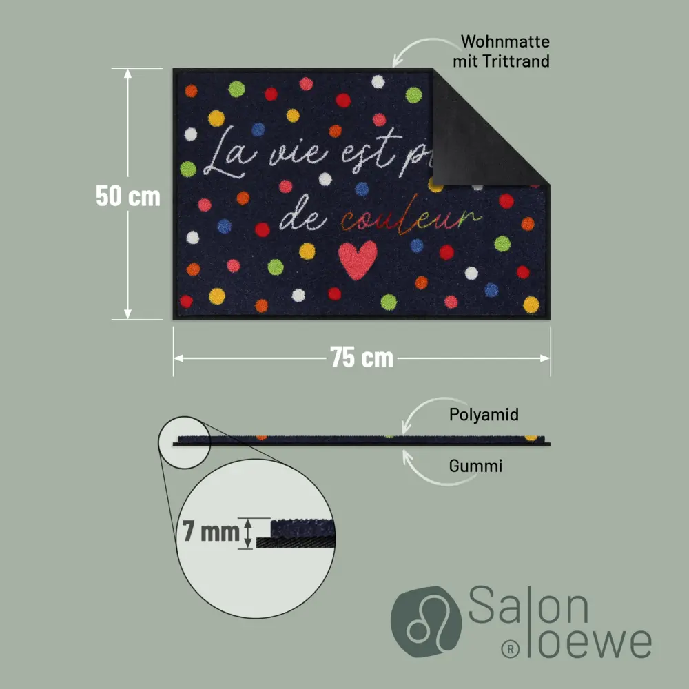 Salonloewe Vie colorée Eingangsmatte 50 x 75 cm 3 Salonloewe Vie colorée Eingangsmatte 50 x 75 cm – Bild 4