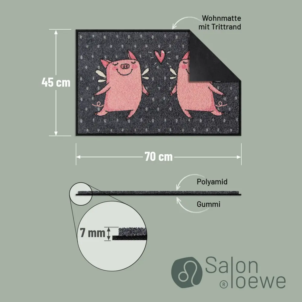 Salonloewe Love Pigs grey Eingangsmatte 45 x 70 cm 3 Salonloewe Love Pigs grey Eingangsmatte 45 x 70 cm – Bild 4