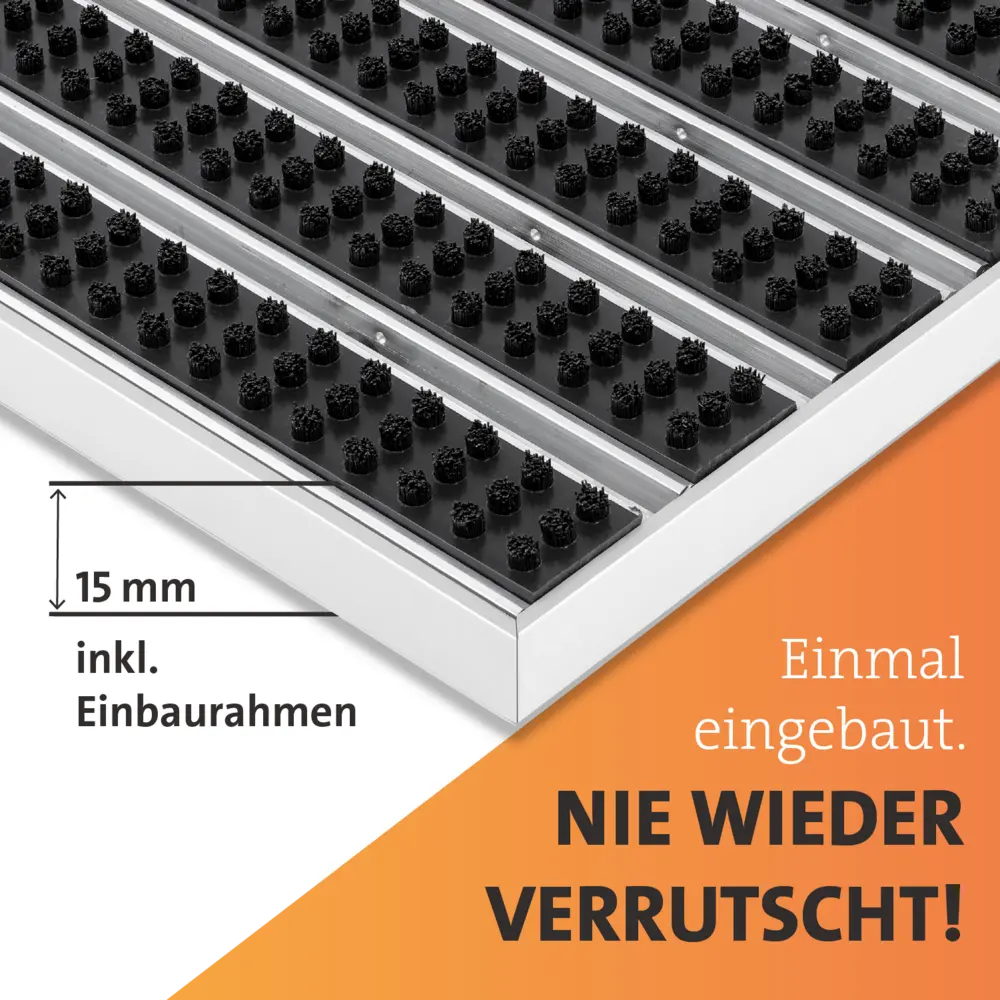 SWmat Alu Bürsten Eingangsmatte zum Einbauen mit Rahmen Anthrazit 100 x 80 cm – Bild 4