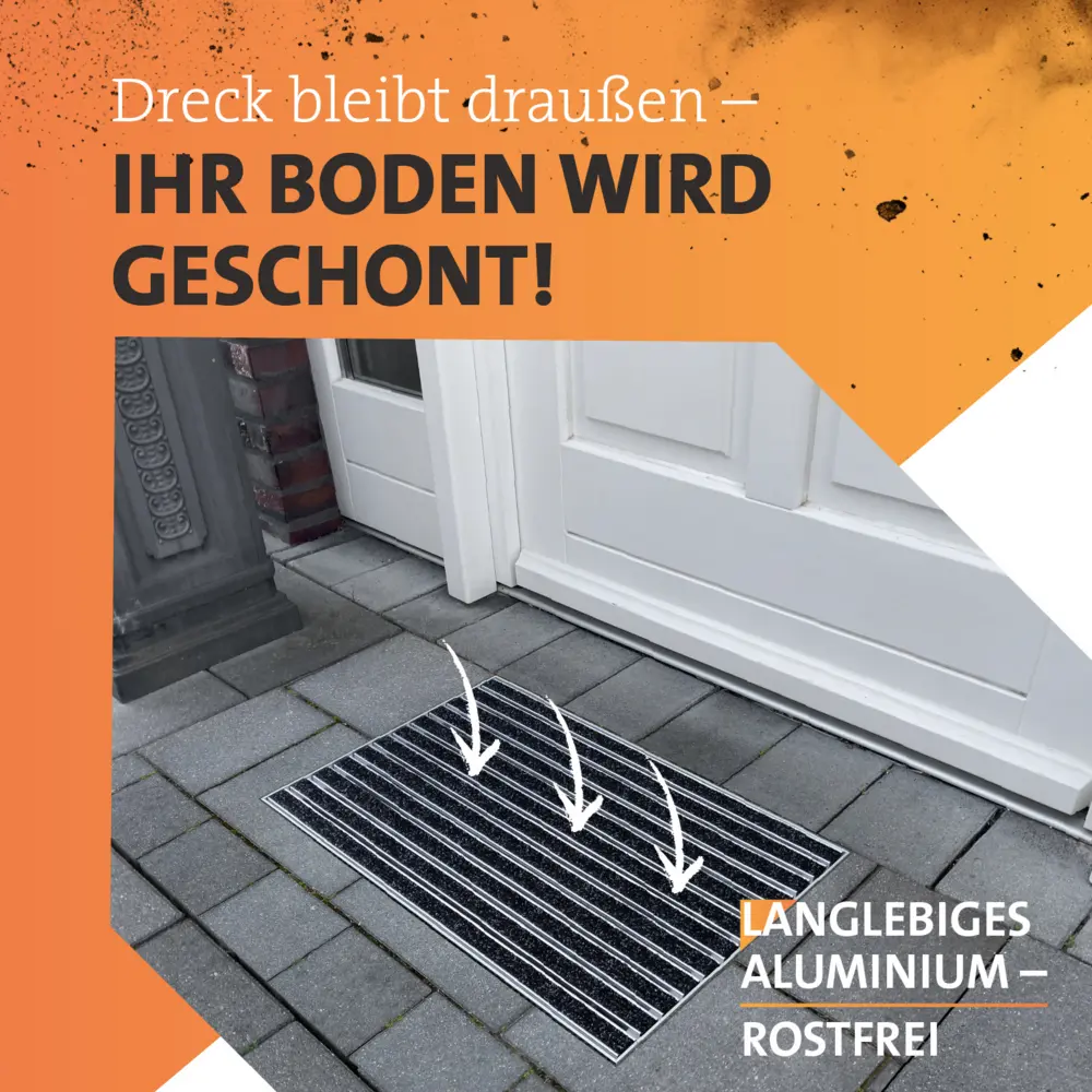 SWmat Einbau Fußabstreifer Alu Textil Rips mit Einbaurahmen Anthrazit 80 x 60 cm – Bild 3