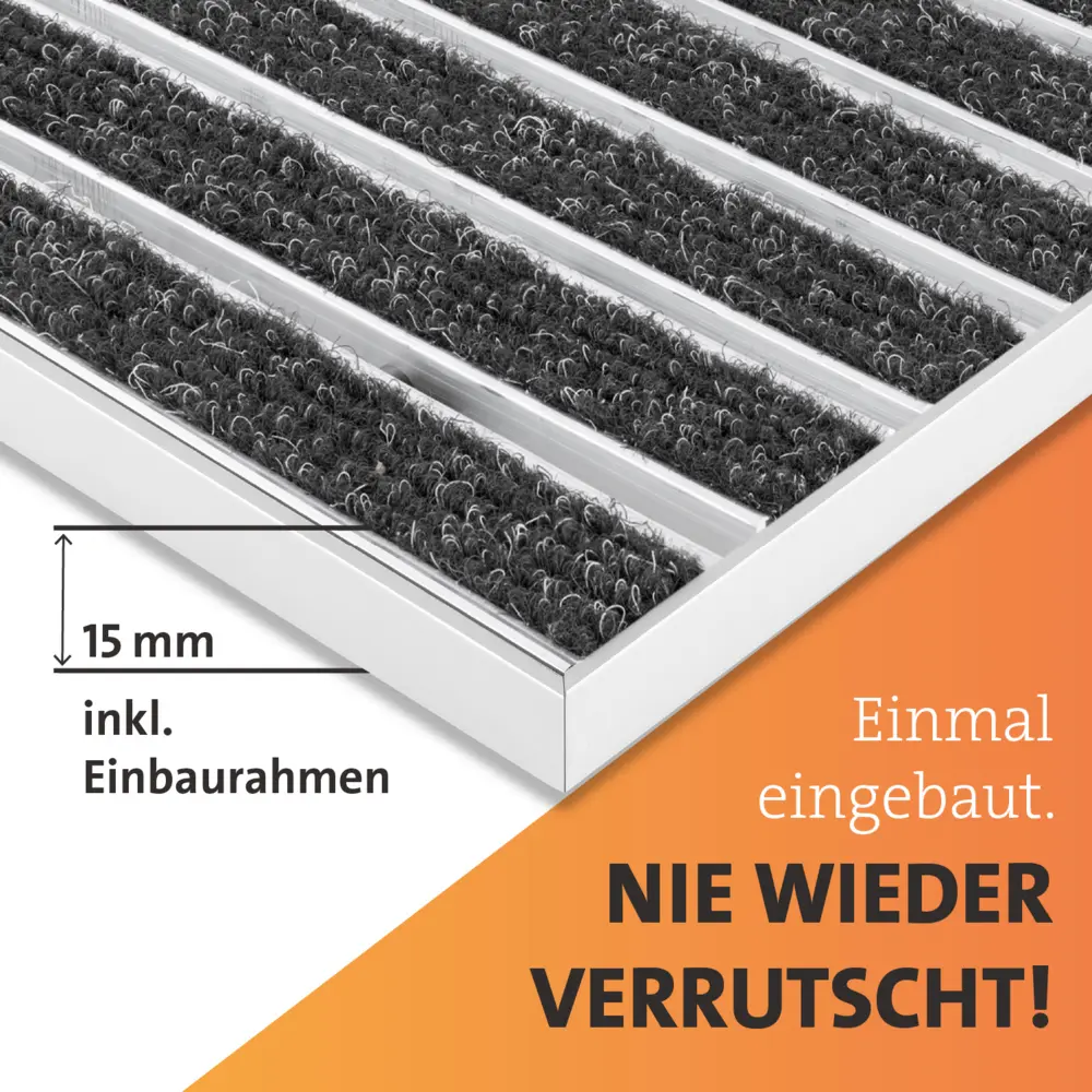 SWmat Einbau Fußabstreifer Alu Textil Rips mit Einbaurahmen Anthrazit 80 x 60 cm – Bild 4