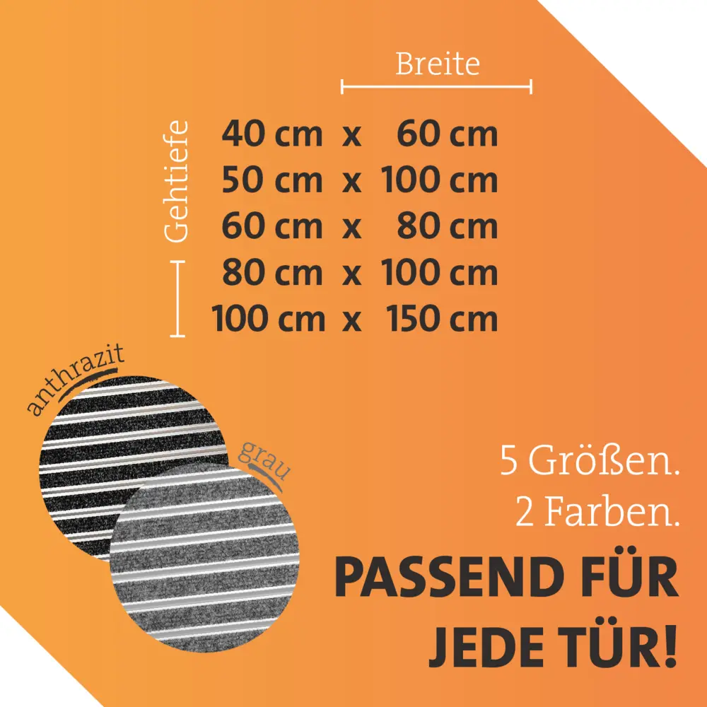SWmat Einbau Fußabstreifer Alu Textil Rips mit Einbaurahmen Anthrazit 80 x 60 cm – Bild 6