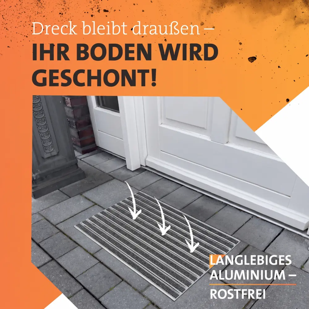SWmat Einbau Fußabstreifer Alu Textilbürste mit Einbaurahmen Grau 60 x 40 cm 17 mm – Bild 3
