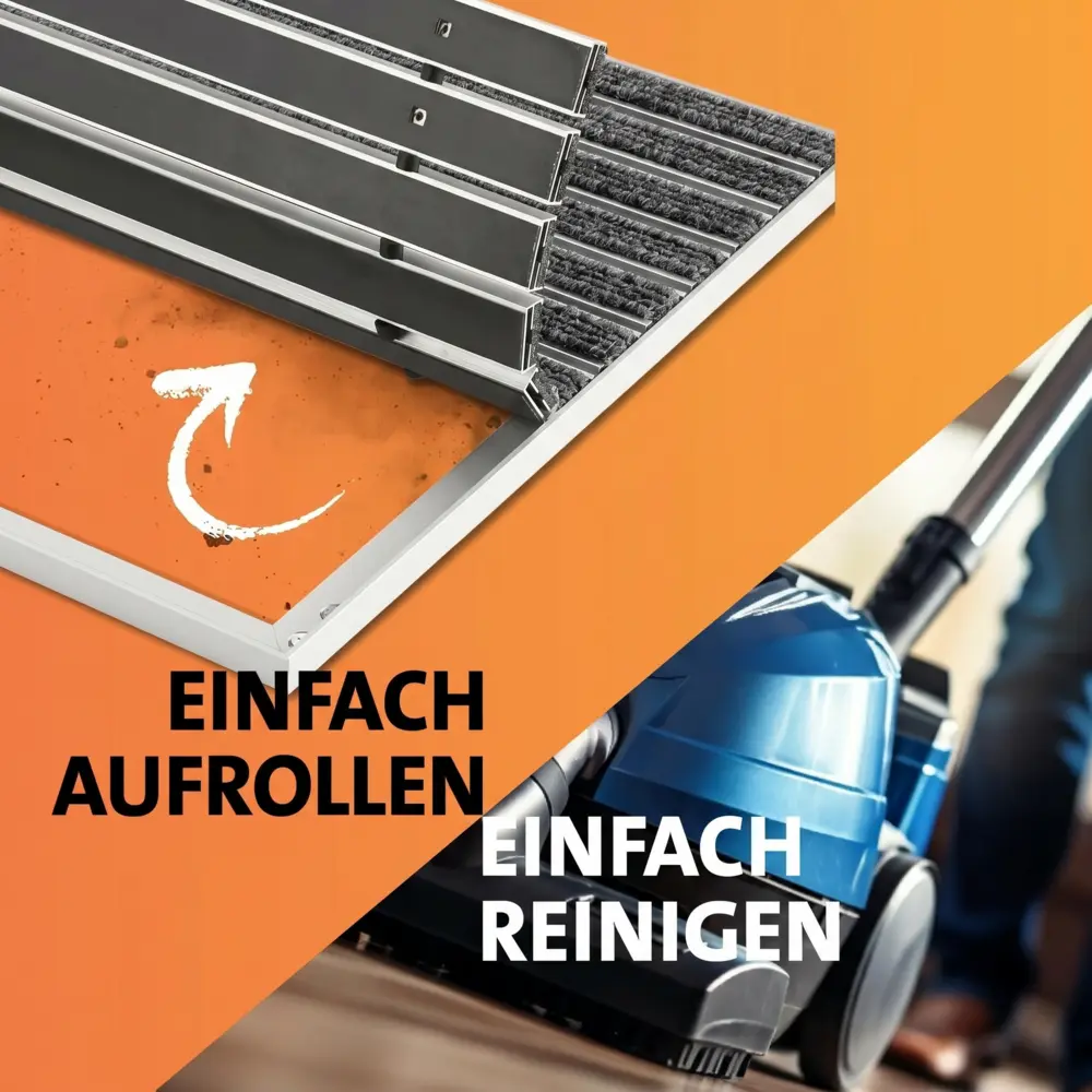 SWmat Einbau Fußabstreifer Alu Textilbürste mit Einbaurahmen Grau 60 x 40 cm 17 mm – Bild 5