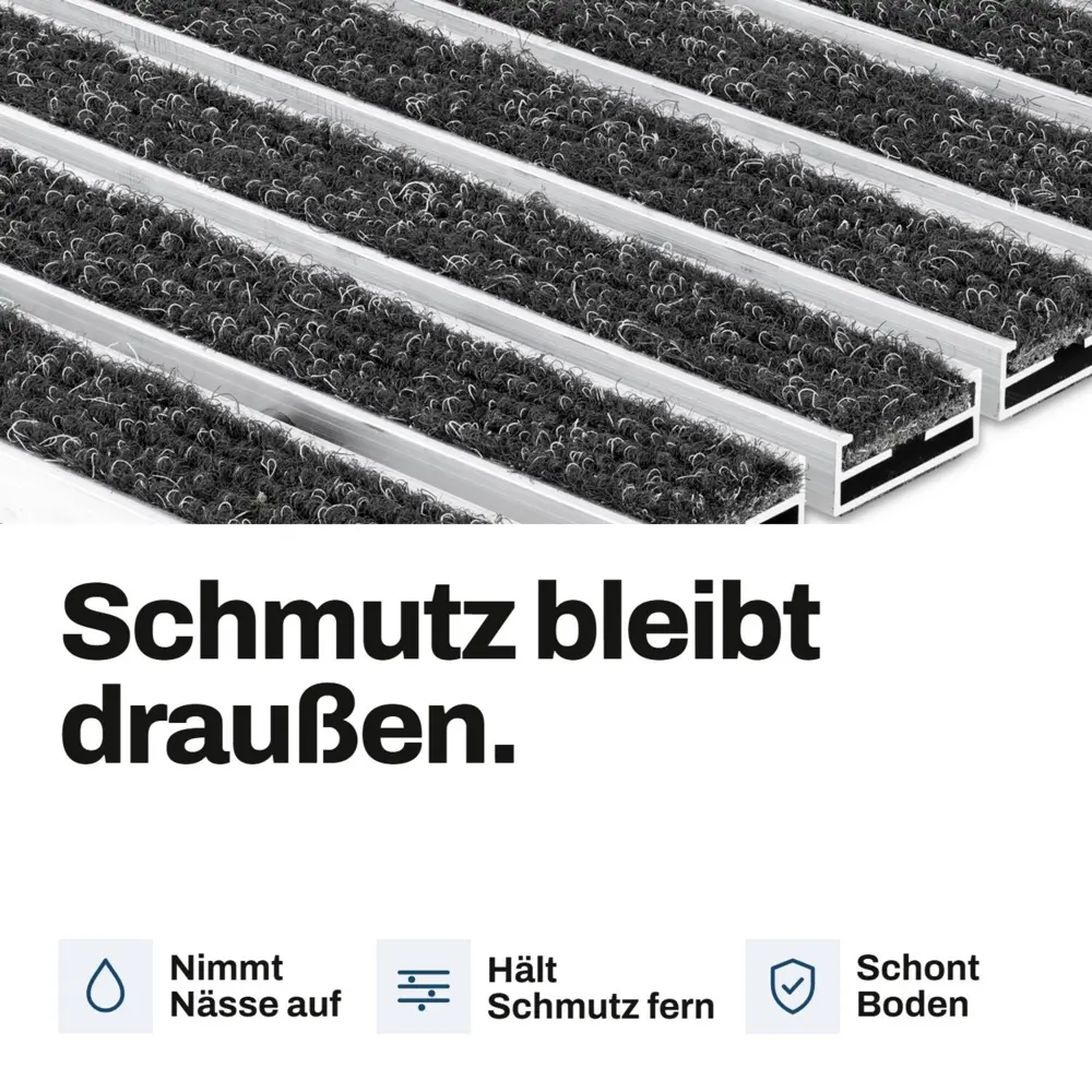Eingelassene Fußmatte für Innen nach Maß - Ripseinlage - Alu Anthrazit 22 mm – Bild 9