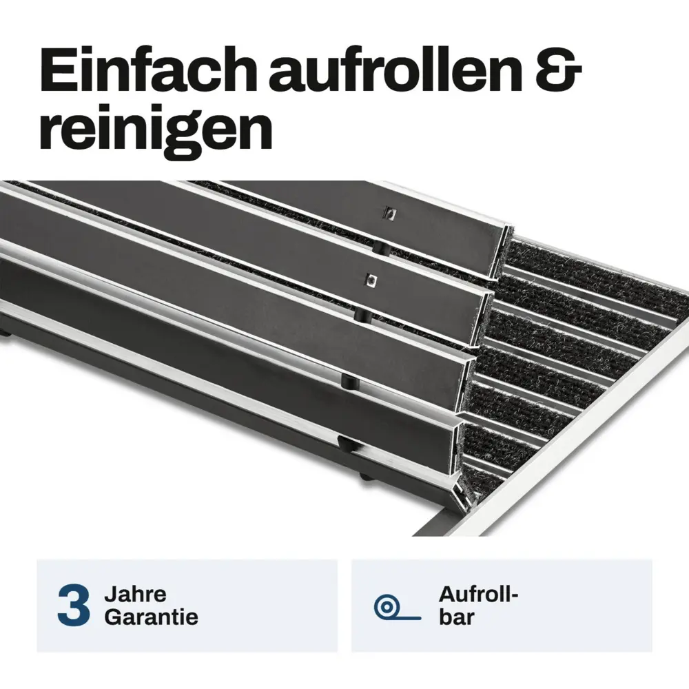 Eingelassene Fußmatte für Innen nach Maß - Ripseinlage - Alu Anthrazit 22 mm – Bild 6
