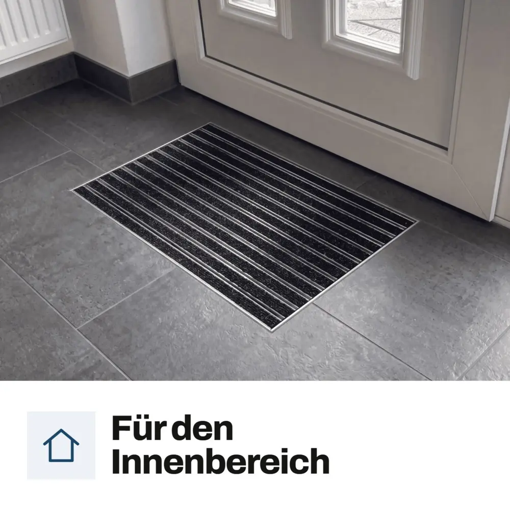 Eingelassene Fußmatte für Innen nach Maß - Ripseinlage - Alu Anthrazit 22 mm – Bild 4