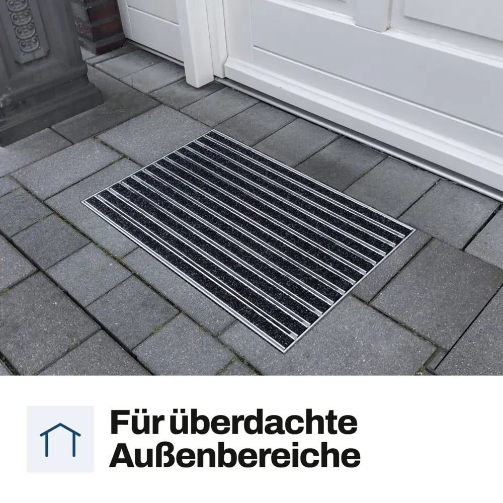 Eingelassene Fußmatte für Innen nach Maß - Ripseinlage - Alu Anthrazit 22 mm – Bild 5