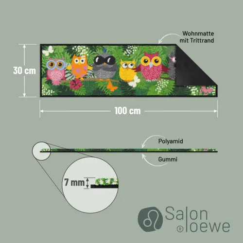 Salonloewe Dschungeleulen Eingangsmatte 30 x 100 cm 8 B08JTN5TTRPT03 de DE