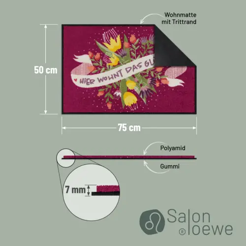 Salonloewe Das Glück Eingangsmatte 50 x 75 cm 8 B0D96J9L2BPT03 de DE