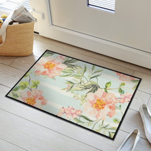 Salonloewe Floral Stripes blue Tapis d'entrée 50 x 75 cm