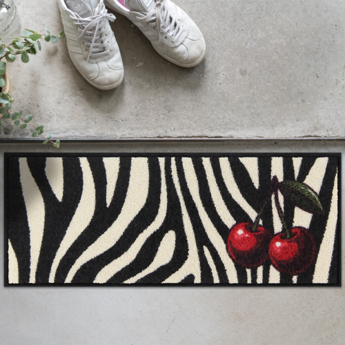 Salonloewe Cherry Cherry Zebra Tapis d'entrée, Mini tapis 30 x 75 cm