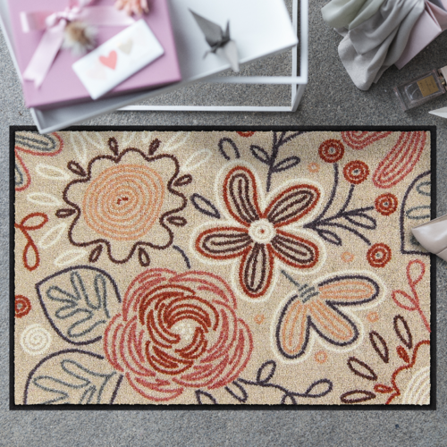 Salonloewe Dot Flowers rose-blue Tapis d'entrée 50 x 75 cm