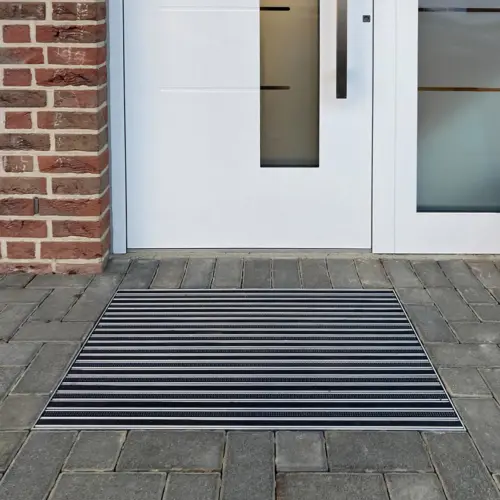 Fußabtreter eingelassen aus Gummi mit Bürsten - Außenbereich - Wasserabstreifend Schwarz Grau 22 mm 5 IM0062523