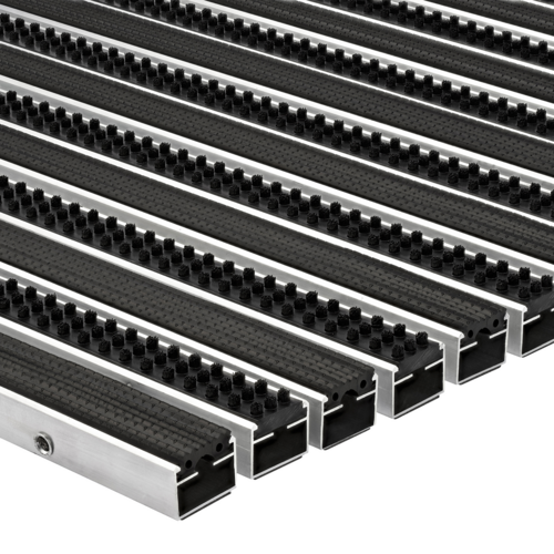 Fußabtreter eingelassen aus Gummi mit Bürsten - Außenbereich - Wasserabstreifend - Schwarz - 12 mm