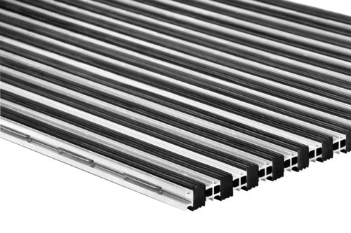 Paillasson fermé à encastrer pour intérieur - caoutchouc et bord grattoir - argent-Al - Argent - 90 x 150 cm 19 mm