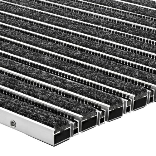 Eingelassene Fußmatte für Innen & Außen - Rips & Bürstenleiste für Grobschmutz - Anthrazit - 17 mm