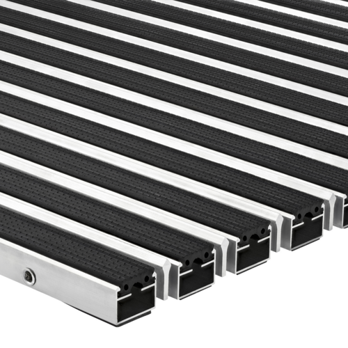 Eingelassene Gummimatte mit Kratzkante - Grobschmutz - Wasserabstreifend - Schwarz - 17 mm