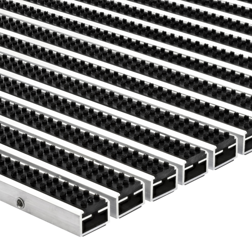 Eingelassene Fußmatte mit Bürsten - Außen - Schwerlast - Berollbar - 17 mm - Grau - 17 mm