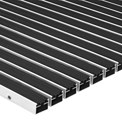 Eingelassene Gummimatte für Außen - Wasserabstreifend - Rutschfest - Schwarz - 12 mm