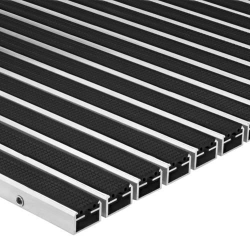 Eingelassene Gummimatte - Schwerlast - Berollbar - Außenbereich - Schwarz - 17 mm