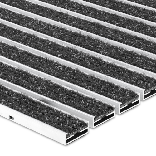Eingelassene Fußmatte für Innen nach Maß - Ripseinlage - Alu - Anthrazit - 12 mm