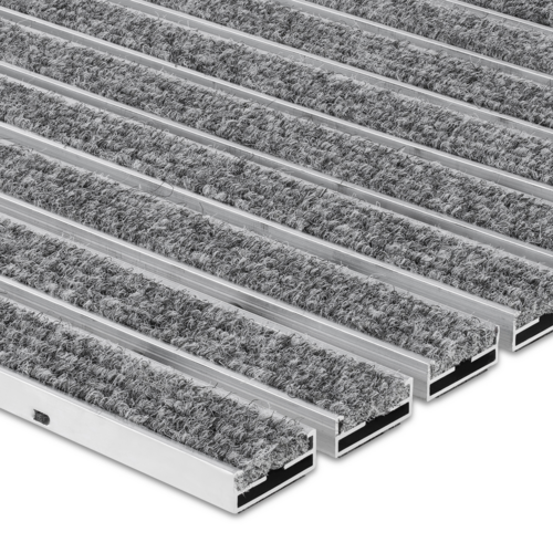 Eingelassene Fußmatte für Innen nach Maß - Ripseinlage - Alu - Hellgrau - 22 mm
