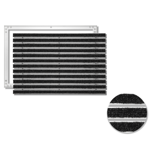SWmat Einbau Fußabstreifer Alu Textil Rips mit Einbaurahmen - Anthrazit - 60 x 40 cm
