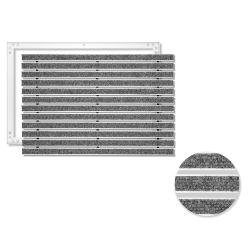 SWmat Einbau Fußabstreifer Alu Textil Rips mit Einbaurahmen - Grau - 60 x 40 cm