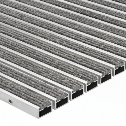 Alfombra encastrar con inserto de felpa - Alta resistencia - Rodable - Interior - Gris claro - 17 mm