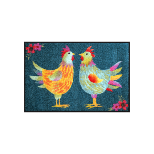 Salonloewe Rainbow Chicken petrol Eingangsmatte 50 x 75 cm