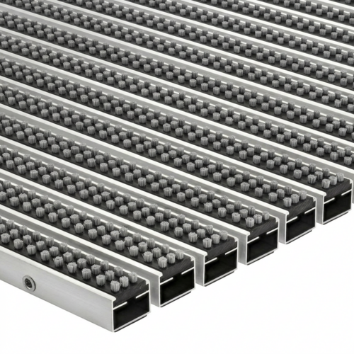 Eingelassene Fußmatte für Außen nach Maß - Bürsten - Alu - Schwarz - 22 mm