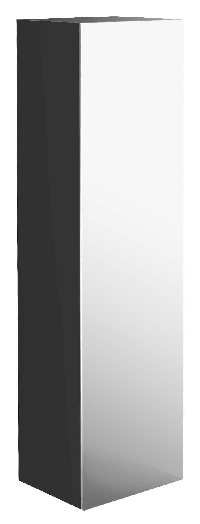 Frasco Centric Hochschrank mit Holztür Schwarz (hochglanz) 150 cm Mit Spiegeltür
