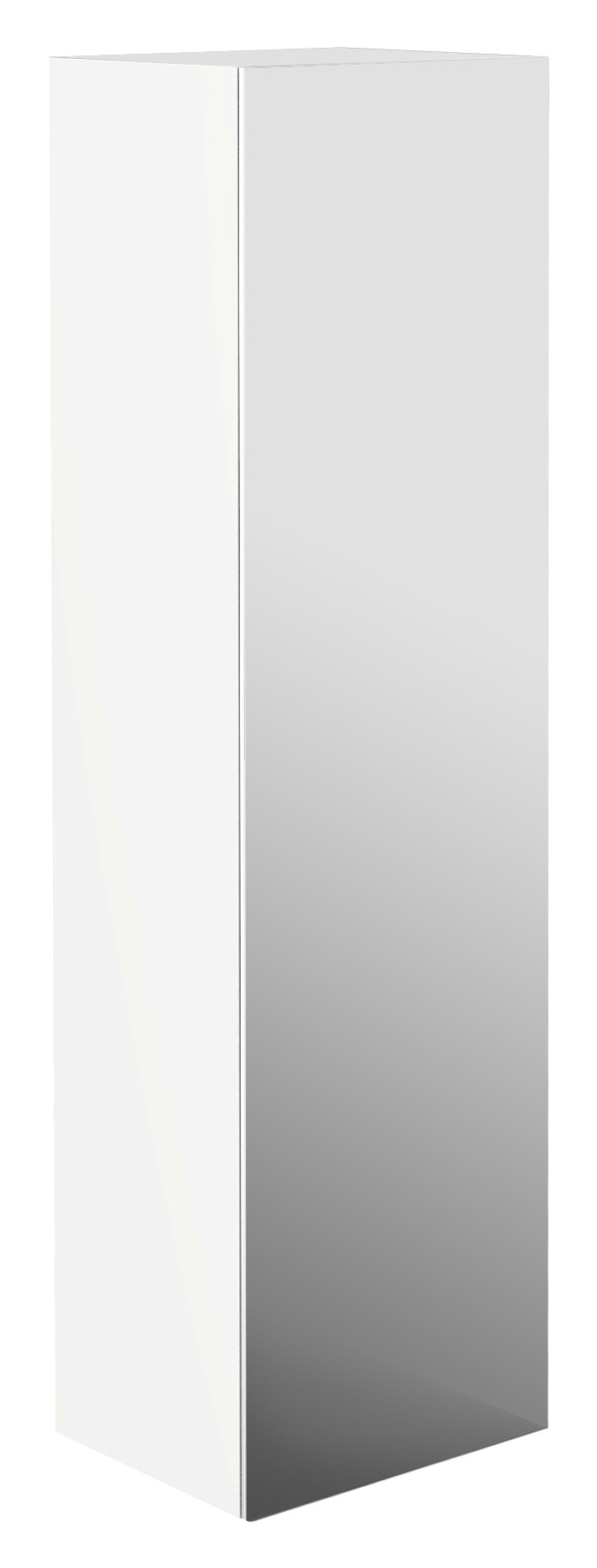 Frasco Centric Hochschrank mit Holztür Weiß (hochglanz) 150 cm Mit Spiegeltür