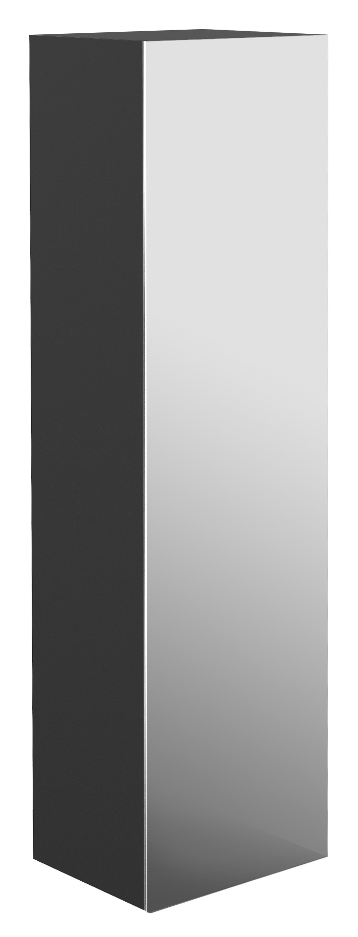Frasco Centric Hochschrank mit Holztür Schwarz (matt) 150 cm Mit Spiegeltür