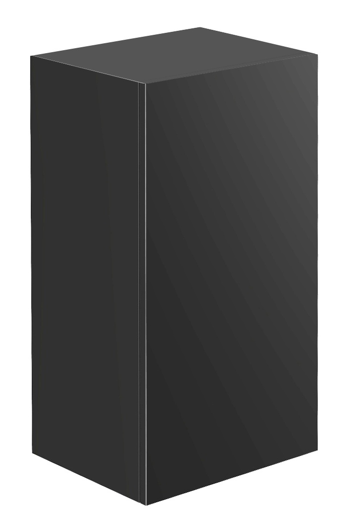 Frasco Centric Hochschrank mit Holztür Schwarz (hochglanz) 75 cm Mit Holztür