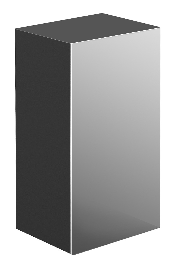 Frasco Centric Hochschrank mit Holztür Schwarz (matt) 75 cm Mit Spiegeltür