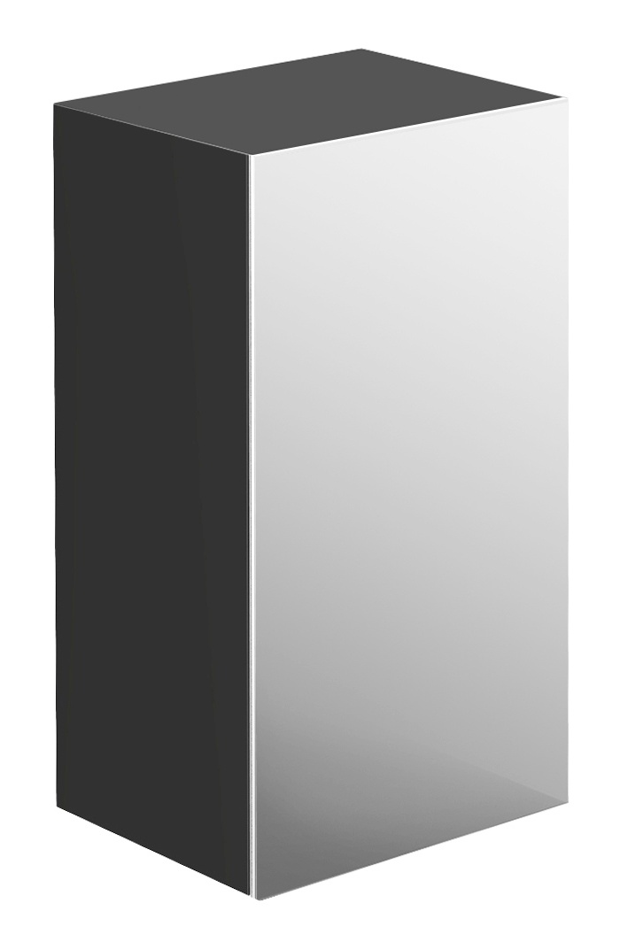 Frasco Centric Hochschrank mit Holztür Schwarz (hochglanz) 75 cm Mit Spiegeltür