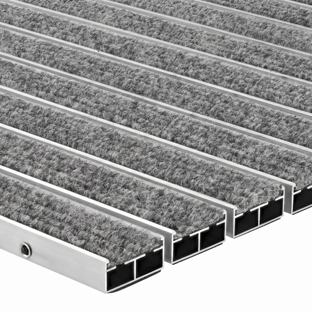 Recessed doormat for indoors - Extra Wide - Ribbed Insert - Custom Size - Light Grey - 22 mm 1 Recessed doormat for indoors - Extra Wide - Ribbed Insert - Custom Size - Light Grey - 22 mm