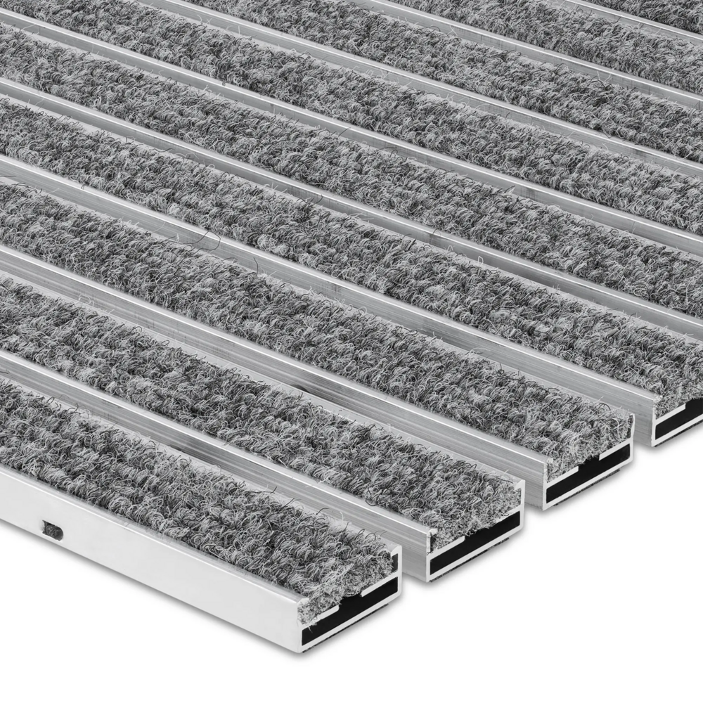 Wycieraczka pod drzwi wpuszczana do wnętrz na wymiar - Wkładka żebrowana - Aluminium Jasnoszary 17 mm 1 Wycieraczka pod drzwi wpuszczana do wnętrz na wymiar - Wkładka żebrowana - Aluminium Jasnoszary 17 mm
