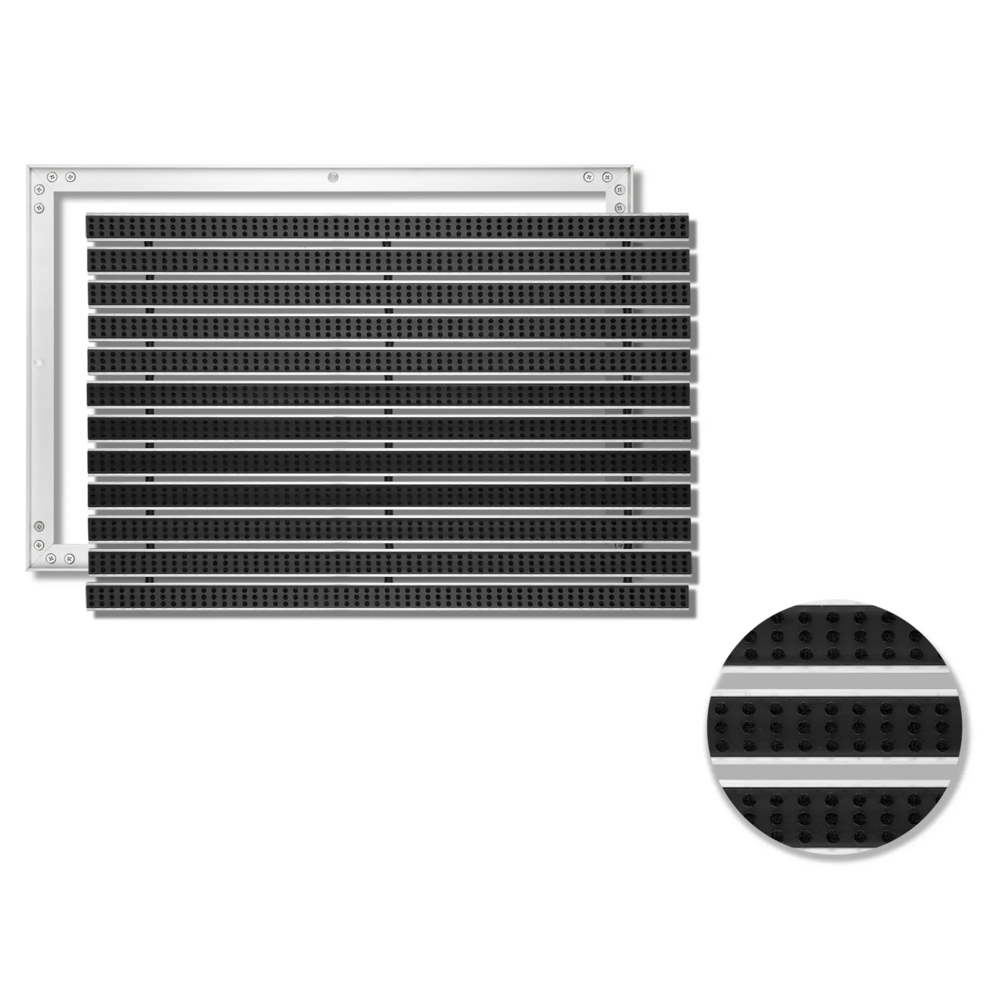 SWmat Alu Bürsten Eingangsmatte zum Einbauen mit Rahmen Anthrazit 100 x 80 cm