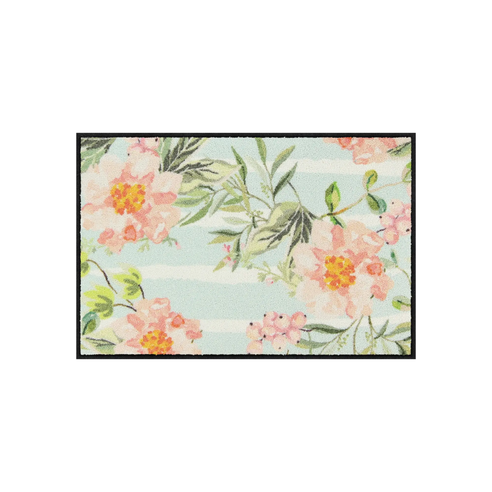 Salonloewe Floral Stripes blue Entreemat 50 x 75 cm 1 Salonloewe Floral Stripes blue Entreemat 50 x 75 cm