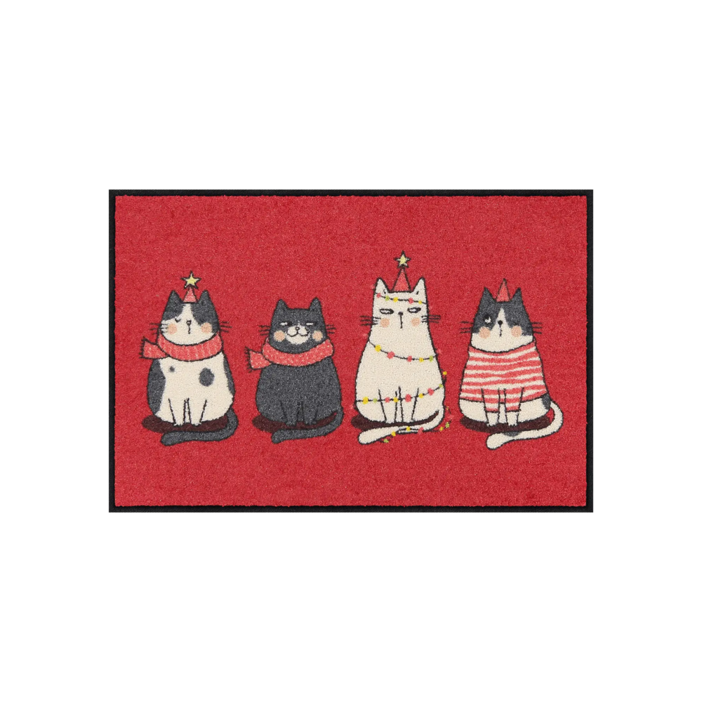 Salonloewe Meowy Christmas red Felpudos entrada 50 x 75 cm 1 Salonloewe Meowy Christmas red Felpudos entrada 50 x 75 cm