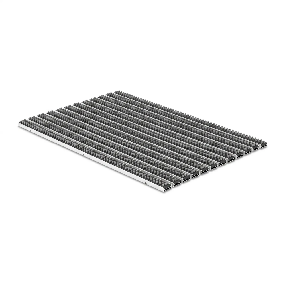 Paillasson encastré pour extérieur sur mesure - Brosses - Aluminium Noir Gris 27 mm – Image 3