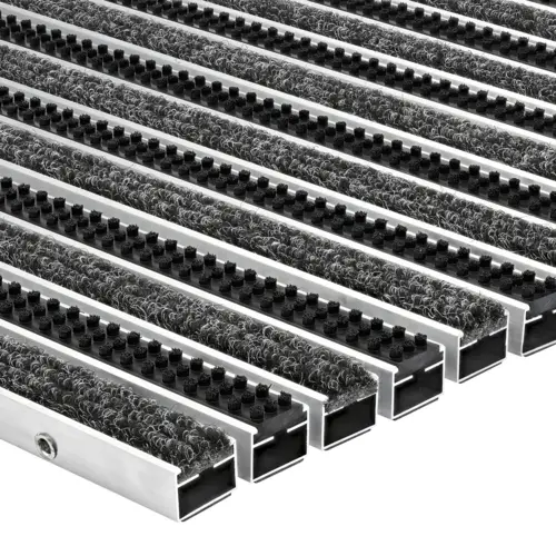 Recessed doormat for Indoor & Outdoor - Ribbed & Triple Brushes - Light Grey - 12 mm 12 IM0023565