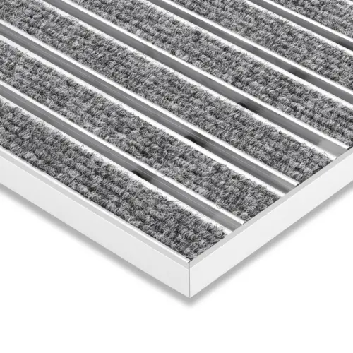 Wycieraczka pod drzwi wpuszczana do wnętrz na wymiar - Wkładka żebrowana - Aluminium Jasnoszary 17 mm 9 IM0054027
