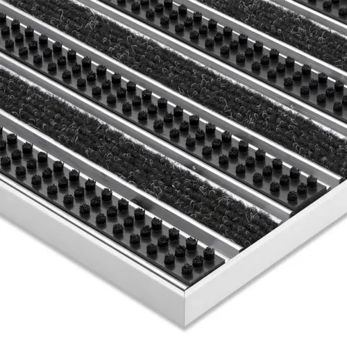 Recessed doormat for Indoor & Outdoor - Ribbed & Triple Brushes - Light Grey - 12 mm 15 IM0054029