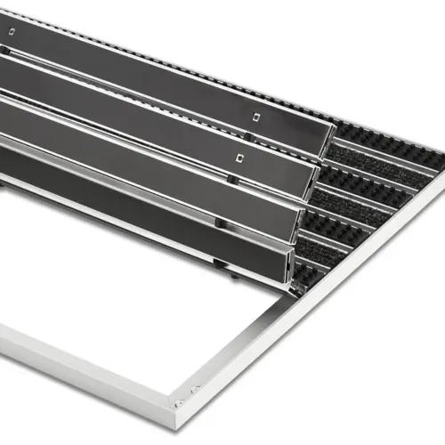 Recessed doormat for Indoor & Outdoor - Ribbed & Triple Brushes - Light Grey - 12 mm 18 IM0054038